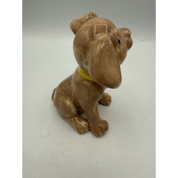Ceramic Puppy Dog Figurine Vintage Glazed Brown Puppy Dog See Pictures - Picture 3 of 7